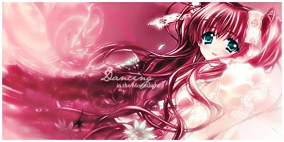 Signatur in Rosa mit Anime-Mädchen