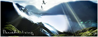 Signatur: Berglandschaft mit Lichtstrahlen